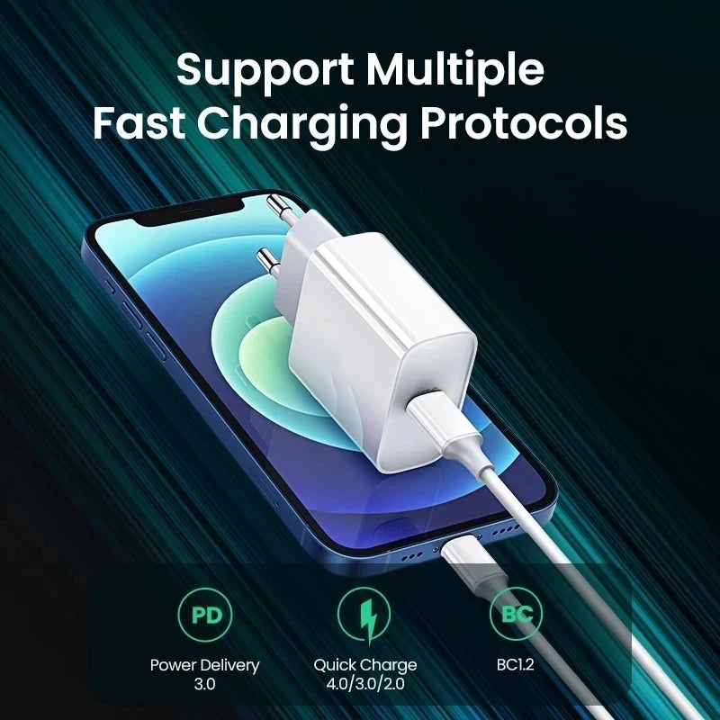 35W PD Fast Charger For iPhone 16 15 14 Pro Max High Speed Wall Charger Adapter Type C Cable EU Plug Quick Charge Charger